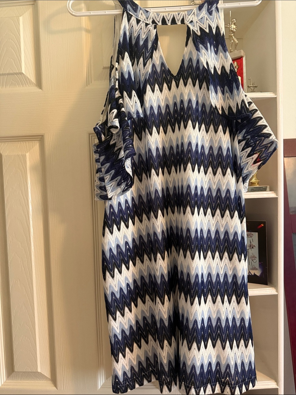 Candie's Navy Blue and White Zigzag Maxi Dress